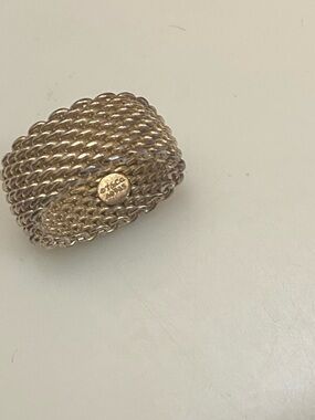 Tiffany & Co 925 Sterling Silver Somerset Mesh Weave Ring Size 6
